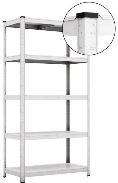 Стелаж 1800x900x450 мм Меткас Бюджет сірий метал полиці 5 шт. цинкований (40504503)